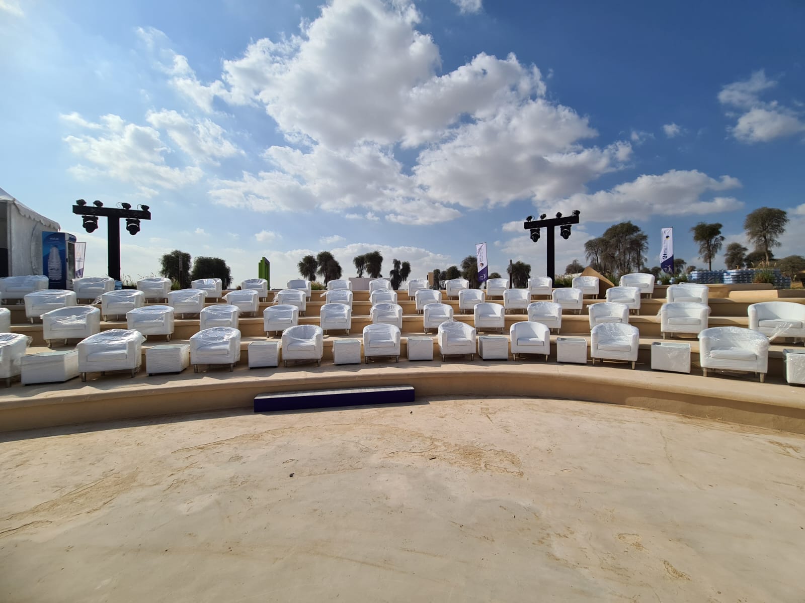 Outdoor event furniture seating setup for rental in the UAE